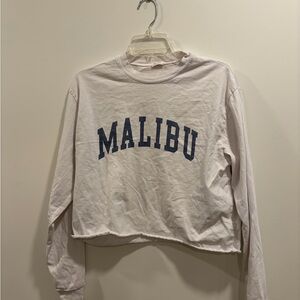 Brandy Melville White Long Sleeve Tee with Blue Print